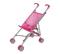 Idena 40068, Passeggino per Bambole Pieghevole, Copertura Rosa con Simpatico Motivo a Punti, Altezza di Spinta Circa 55 cm