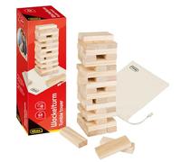 Idena 40087-Gioco Wobble, Gioco di abilità con 54 Blocchi da Costruzione e Borsa per riporli, Circa 8 x 8 x 26 cm Torre impilabile Grande, Color Legno, 40087