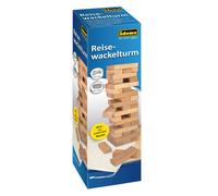 Idena 40088 Wooden Wobble Tower Travel Game with 54 Building Blocks and Storage
