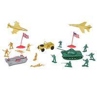 Idena 40091 - Set da gioco dell'esercito, 19 pezzi, con due unità avversarie in soldati, aerei, barca, carri armati e jeep, per bambini, in plastica, per divertirsi nella cameretta dei bambini