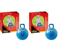 Idena 40094 Happy Face - Pallone per Saltare in Blu, Diametro ca. 45-50 cm, Portata Fino a 50 kg, Perfetto per Estate, Parco o Asilo (Confezione da 2)