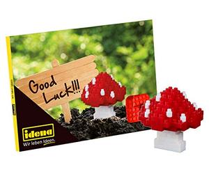 Idena 40156 - Cartolina portafortuna con un set di modellismo 3D con 79 mini mattoncini originali Brixies, grado di difficoltà 1, biglietto di auguri o pensierino per bambini e adulti