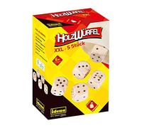 Idena 40172 - Set di 5 dadi in legno, lunghezza bordo circa 5,5 cm, con custodia per il trasporto e la conservazione, per emozionanti serate di gioco con amici e familiari, color