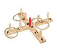 Idena 40199 - Gioco di lancio ad anelli in legno con 9 bastoncini e 4 anelli in sisal, gioco di abilità per bambini e adulti, popolare gioco di sport all'aria aperta per l'estate, il giardino o il
