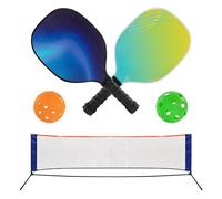 Idena 40253 - Set da Pickleball con 2 Racchette, Rete con Supporto (302 x 80 cm), Palla da Interno e Palla da Esterno