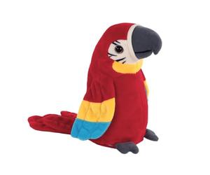 Idena 40358 - Pappagallo chiacchierone Rosso, Circa 17 cm, Peluche Che ripete Tutto con Una Voce Buffa e muove Le Ali, a Batteria