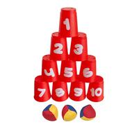 Idena 40416 - Ball throwing game with 10 cups and 3 balls, colorful