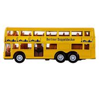 Idena 4229634 Modellbus Berlino a due piano, con ruota libera, ca. 13 x 10 x 4 cm, giallo, come giocattolo, souvenir tipico o oggetto da collezione popolare