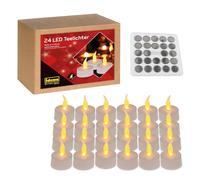 Idena 50023 - LED tea lights, 24 pezzi, candele elettriche con luce tremolante, batterie incluse, decorazione per matrimonio, festa, Natale, in scatola, Pasqua, come luce d'atmosfera