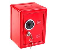 Idena 50035 - Cassaforte per risparmi, 120 x 100 x 160 mm, rossa, con chiave e serratura a combinazione meccanica