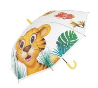 Idena 50114 - Ombrello per bambini in plastica trasparente con motivo a tigre, ombrello a bastone con apertura manuale, diametro 83 cm e lunghezza circa 66 cm