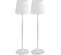 Idena 50124 - Lampada da tavolo LED touch, lampada ricaricabile per esterni e interni, lampada da tavolo regolabile in altezza in bianco (Confezione da 2)