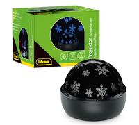 Idena 50146 - Proiettore LED di fiocchi di neve, si illumina nei colori rosso, verde e blu, proiettore LED di cielo stellato con 2 modalità, per uso interno, a batteria, circa 16,2 x 13 cm