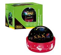 Idena 50147 - Proiettore natalizio a LED, si illumina con motivi natalizi colorati, proiettore di cielo stellato a LED con 2 modalità, per uso interno, a batteria, circa 16,2 x 13 cm