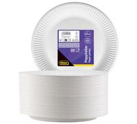Idena 50160 - Piatto Party Bianco, 200 Pezzi,⌀ 23 cm, Certificato FSC, Piatto di Carta 100% compostabile, per Feste, Barbecue e Picnic