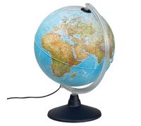 Idena 569902 - Mappamondo a illuminazione LED con interruttore on/off, diametro 30 cm, cartina fisica e politica