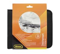 Idena 60065 - Set da disegno, 34 pezzi in una pratica borsa, set di accessori per il disegno ideale per principianti ed esperti.