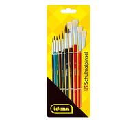 Idena 60103 - Set di spazzole per la scuola, set da 10 con 6 spazzole rotonde e 4 spazzole di setola, verniciate