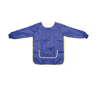 Idena 611185 - Grembiule da lavoro per bambini dai 7 agli 8 anni con maniche lunghe e chiusura in velcro, in blu, ideale per dipingere, fare bricolage, cucinare e infangare