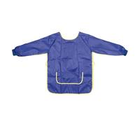 Idena 611185 - Grembiule da lavoro per bambini dai 7 agli 8 anni con maniche lunghe e chiusura in velcro, in blu, ideale per dipingere, fare bricolage, cucinare e infangare