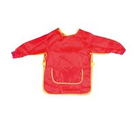 Idena 611188 - Grembiule da lavoro per bambini dai 9 ai 10 anni con maniche lunghe e chiusura in velcro, in rosso, ideale per dipingere, fare bricolage, cucinare e infangare