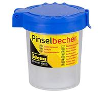 Idena 623031 - Bicchiere per spazzole con coperchio bloccabile, plastica, blu, 1 pz.