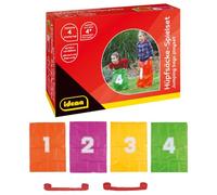Idena 7408881 - Set di gioco con 4 sacchi gonfiabili, incluso il nastro per l'inizio e la fine, ideale per feste e festival sportivi