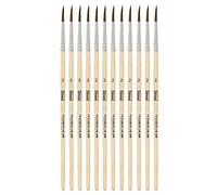 Idena 90087 - Pennelli per capelli, misura 2, con manico in legno non verniciato, set di 12, pennelli per pittura per bambini, artisti per hobby