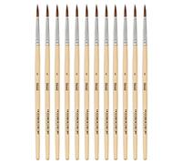 Idena 90089 - Pennelli per capelli, misura 6, con manico in legno non verniciato, set di 12, pennelli per pittura per bambini, artisti per hobby