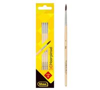 Idena 90090 - Pennelli per capelli, misura 8, con manico in legno non verniciato, set di 12, pennelli per pittura per bambini, artisti per hobby