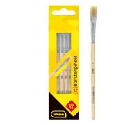 Idena 90099 - Pennelli in setola, misura 14, con manico in legno non verniciato, set di 12, pennelli per pittura per bambini, artisti per hobby