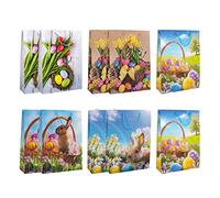 Idena 90110 - Sacchetti regalo Pasqua, 10 pezzi, 35 x 25 x 8 cm, opachi, assortiti, sacchetti Pasqua, sacchetti regalo