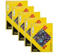 Idena 90212 - Blocco college da 5 pezzi 2in1 con 48 fogli a quadretti e 32 fogli a righe in formato A4, blocco con rilegatura a spirale, 80 fogli da 70 g/m², 4 fori e perforazione