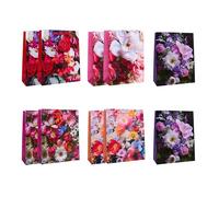 Idena 90225 - Sacs cadeaux Classic fleurs, 10 pièces, sacs cadeaux de 18 x 23 x 8 cm, sacs en papier brillant avec fleurs multicolores