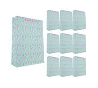 Idena 90235 - Sacs cadeaux fleurs, 10 pièces, sacs cadeaux de 25 x 34,5 x 8,5 cm, sacs en papier bleu avec roses