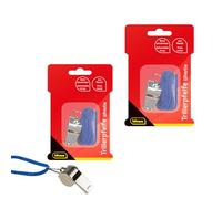 Idena 90365 - Fischietto in metallo, 2 pezzi, fischietto di segnalazione con cordino blu da portare al collo, fischietto sportivo per arbitri e allenatori