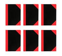 Idena 90368 - Quaderno A7, 6 pezzi, blocco note a scacchiera con 96 fogli, 70 g/m², copertina rigida in rosso e nero
