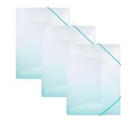 Idena 90378 - Cartella A4 in bianco e petrolio, 3 pezzi, cartella portadocumenti in plastica robusta, cartella postale con alette interne e chiusura elastica