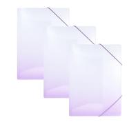 Idena 90379 - Cartella A4 in bianco e viola, 3 pezzi, cartellina portadocumenti in plastica robusta, cartellina postale con alette interne e chiusura elastica