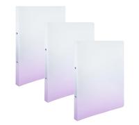 Idena 90381 - Raccoglitore ad anelli A4 in plastica, 3 pezzi, in bianco e viola con dorso da 25 mm e meccanismo a 2 anelli