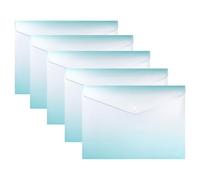 Idena 90382 - Cartella portadocumenti A4 in plastica, 5 pezzi, cartella di smistamento in bianco e petrolio con bottone, circa 33 x 23,5 cm