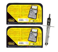 Idena 90443 - Compasso in astuccio, 2 pezzi con 11 parti ciascuno, compasso a regolazione rapida incl. mine di ricambio, righello, squadra, portamine e molto altro ancora.