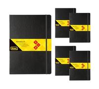 Idena 90450 - Taccuino A4 a righe, 5 pezzi, 192 fogli da 80 g/m² color crema, con tasca interna, elastico e segnalibro, copertina rigida nera