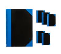 Idena 90453 - Taccuino A6, 6 pezzi, quaderno a righe con 96 fogli, 70 g/m², copertina rigida blu-nera