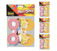 Idena 90461 - Bicchieri di carta Party Fun, 16 pezzi, oggetti di scena per foto con i divertenti motivi della ciambella, dell'ananas, della palla da discoteca e del gelato a cialda