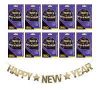 Idena 90463 - Festoni di buon anno, 10 pezzi, lunghezza circa 3 m, festoni di carta con lettere dorate, decorazioni per feste di Capodanno