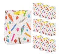 Idena 90541 - Sacchetti regalo per l'inizio della scuola, 10 pezzi, sacchetti regalo delle dimensioni di 18 x 23 x 8 cm, sacchetti di carta colorati con motivo a cartoccio