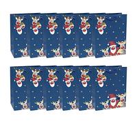Idena 90811 - Sacchetti regalo di Natale Babbo Natale con renna, 12 pezzi, 18 x 23 x 10 cm, sacchetti di carta, sacchetti regalo