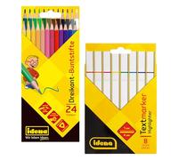 Idena 90959-Set con 24 8 evidenziatori, matite Colorate in Forma Triangolare ergonomica, pennarelli con Punta a Cuneo e Spessore del Tratto 1-4 mm, Multicolore, One Size, 90959-20162