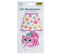 Idena-Adesivo da parete a LED, lampada a forma di gatto, circa 21 x 13 cm, 31258
